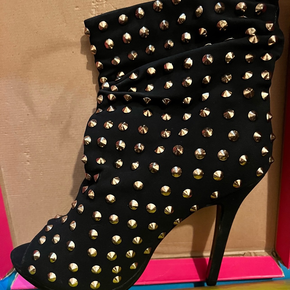 Black studded booties